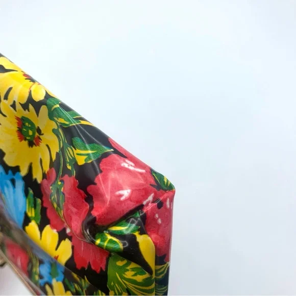 Vintage 60s Floral Kiss Lock Coin Purse Retro Mod Flower Makeup Bag - Picture 4 of 10